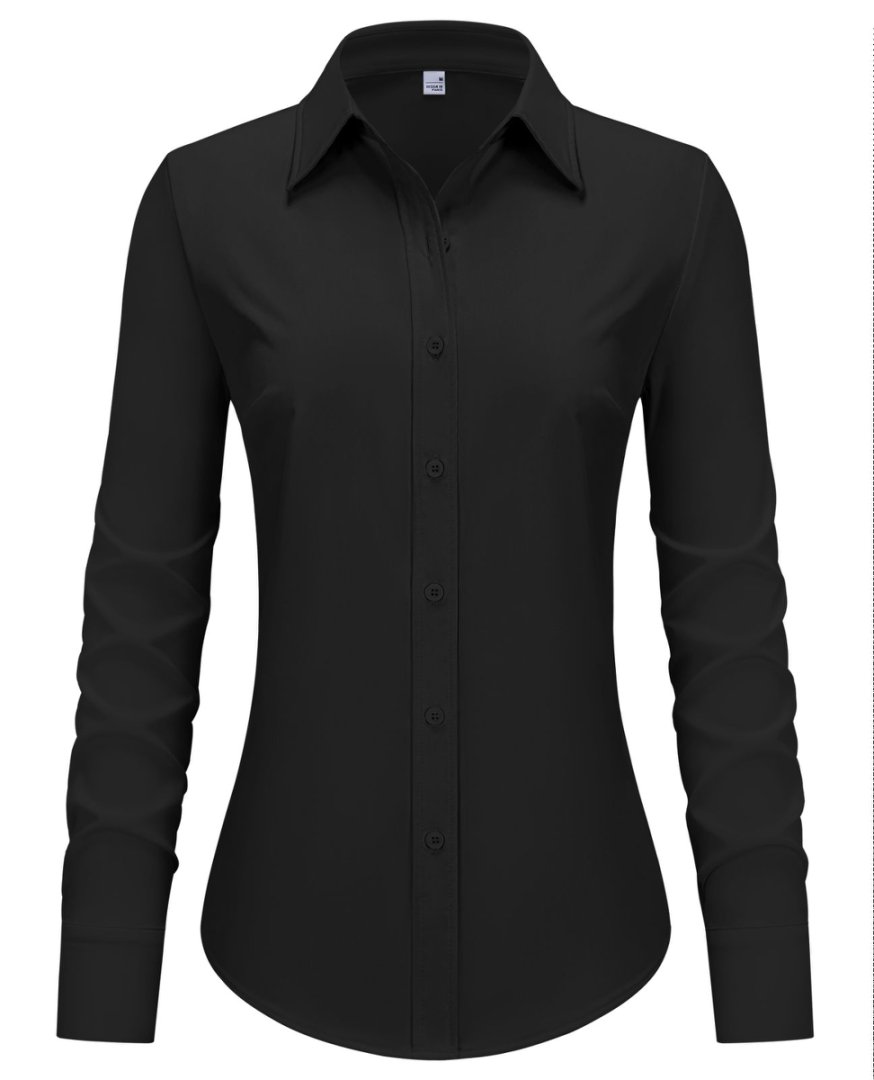 Siliteelon Womens Long Sleeve Button Down Shirts V Neck Work Blouses Plus Size