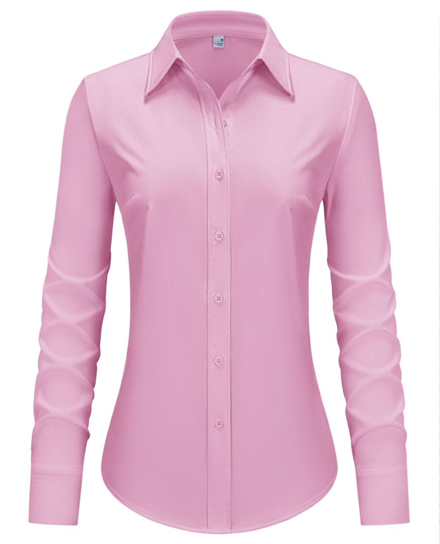 Siliteelon Womens Long Sleeve Button Down Shirts V Neck Work Blouses ...