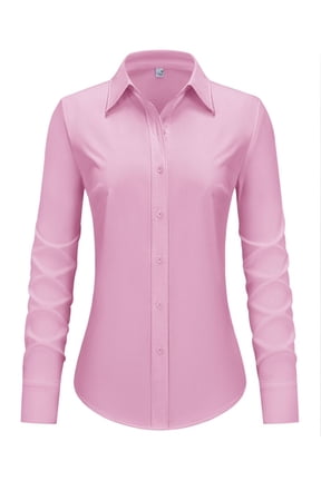 Womens TR Fabric Stretchy Knit Button Down Shirts Business Work Blouses Long Sleeve Collared Office Corset Tops