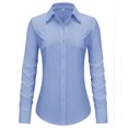 thumbnail image 1 of Siliteelon Womens TR Fabric Stretchy Knit Button Down Shirts Business Work Blouses Long Sleeve Collared Office Corset Tops, 1 of 7