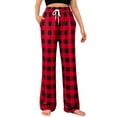 thumbnail image 1 of Siliteelon Womens Pajama Pants with Pockets Cotton Drawstring Classic Red Plaid Pants, 1 of 7