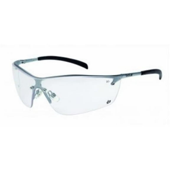 Silium Safety Glasses, Clear Poly Anti-Fog/Anti-Scratch Lens, Black Frame