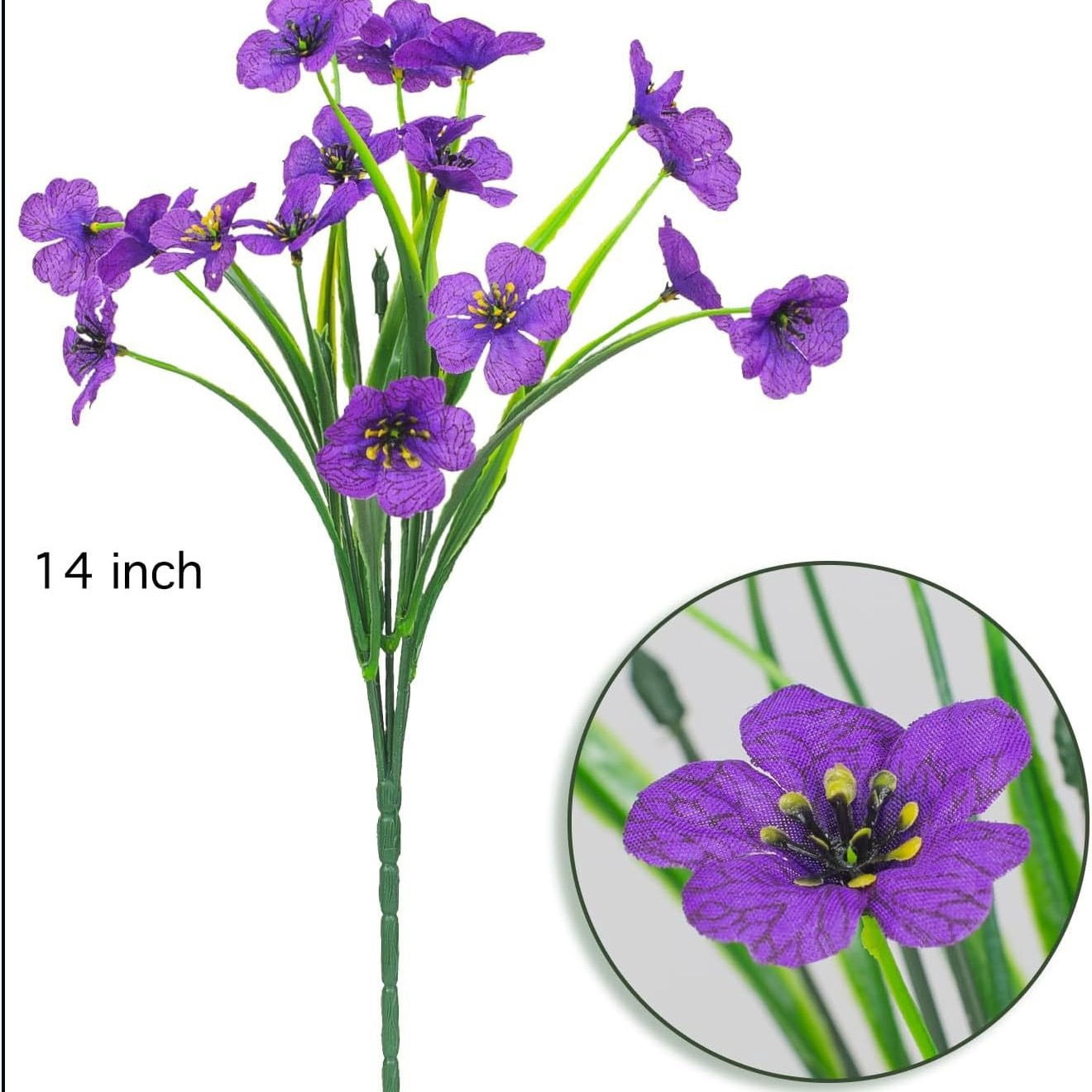 Silk 10-Head Artificial Violet Flowers & Greenery Faux Plants for Home ...
