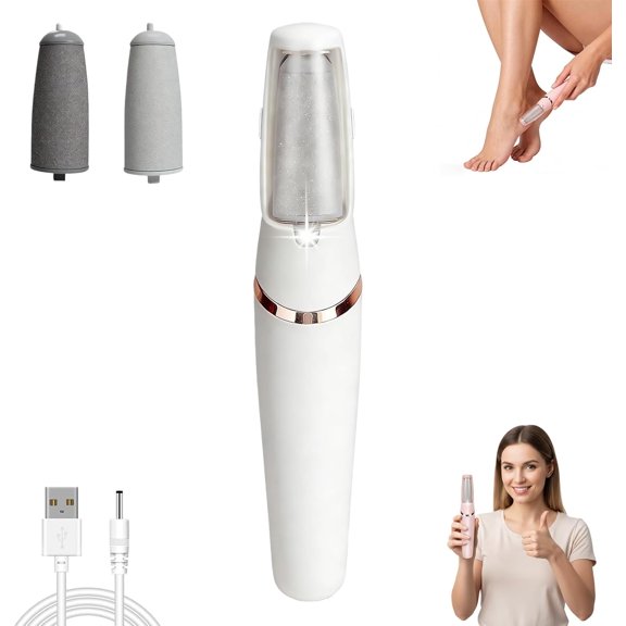Silk 3 Pro Callus Remover Pedicure Wand for Feet, Portable Rechargeable Electric Foot File Dead Skin & Dry Callus Removal for Smooth Feet, Home Spa Foot Care Tool Ideal Gift (White)