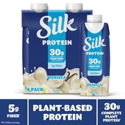 Silk 30g Vanilla Protein Shakes, Dairy Free, Lactose Free, Ready to Drink Complete Plant Protein Shakes, 11.15 fl oz Bottles, 4 Count