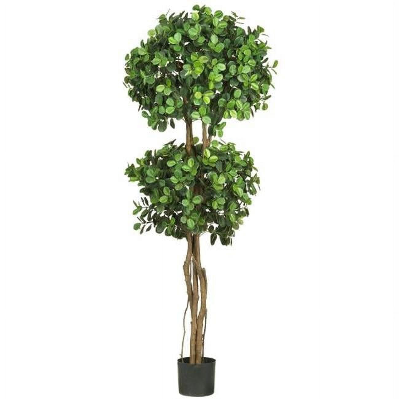 Eucalyptus Inspired Silk Double Ball Topiary, 5.5ft Greenery