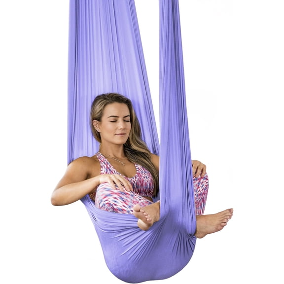 Silk Aerial Yoga Swing & Hammock Kit for Improved Yoga Inversions, Flexibility & Core Strength