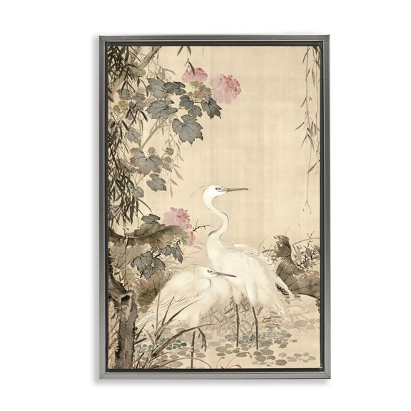 Stupell Industries Silk And Moonlight Scenery Gray Framed Floater Canvas Wall Art, design by Vintage Hustle, 31 x 21