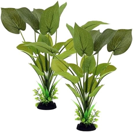 Silk Aquarium Plants, 12 Inch Artificial Silk Plants Decorations for Fish Tank,Aquarium Décor Plastic Plants (Green, 2 Pack)
