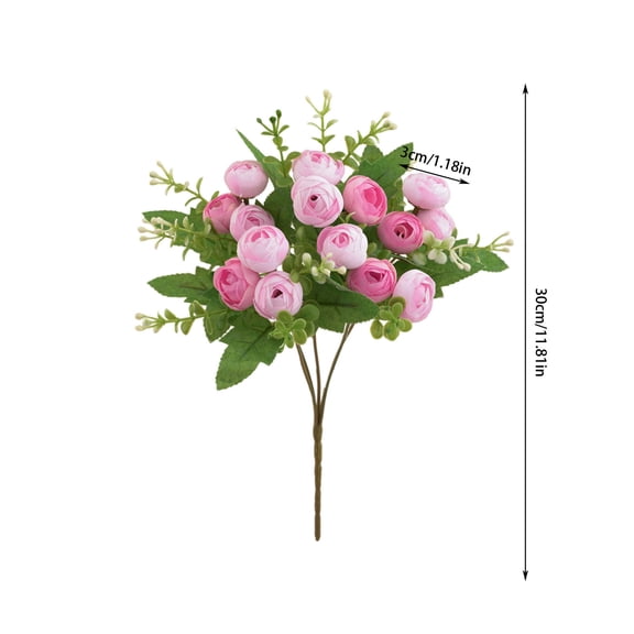 Silk Artificial Camellia Tea Bud Flowers, 11.8 in Faux Wedding Bouquet Decor, Long-Lasting Home Garden Ornaments
