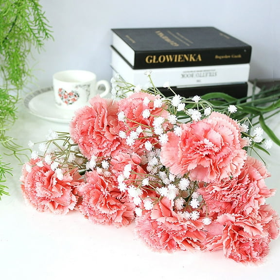 Silk Artificial Carnation Flower,Bouquet of Artificial Silk Flower Carnations, Used for Wedding Decoration DIY Handmade Flowers,Photo Props Home Party,Bridal Wedding Holding,Mother's Day Gift