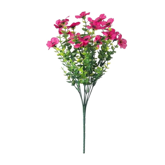 Silk Artificial Hypericum Flower Bouquet With Realistic Eucalyptus Leaves, Faux Floral Stem For Home Vase Arrangement Indoor Outdoor Garden Porch Window Decor (Hot Pink-36x20cm)