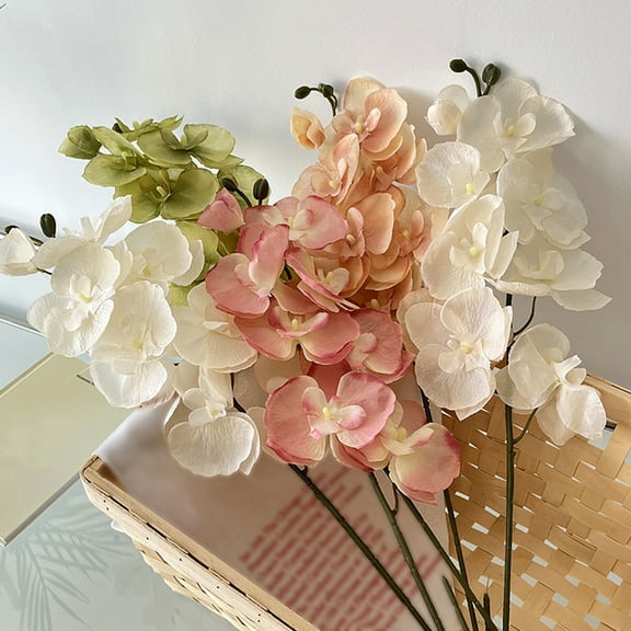 Silk Artificial Orchid Flowers Stem, Faux Phalaenopsis Flowers Branches 27'' Artificial Flowers Plants for Wedding Party Home Office Table Centerpiece Pots Vase Decor