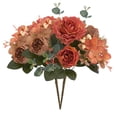 thumbnail image 1 of Silk Artificial Peonies Flowers 2 Bundles Fake Peonies with Stem Faux Spring FVintage loral for Vase Home Office Kitchen Centerpiece Table Wedding Bride Mother's Mum Gift Decoration Orange, 1 of 9