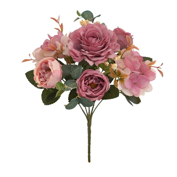 Silk Artificial Peonies Flowers Bouquet Fake Peonies with Stem Faux Spring Floral for Vase Home Office Kitchen Centerpiece Table Wedding Bride Mother's Mum Gift Decoration