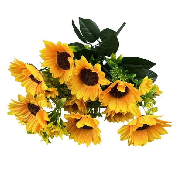 Silk Artificial Sunflower Bouquet - 4 Large+9 Small Flowers, Bendable - for Home/Wedding/Garden Decoration
