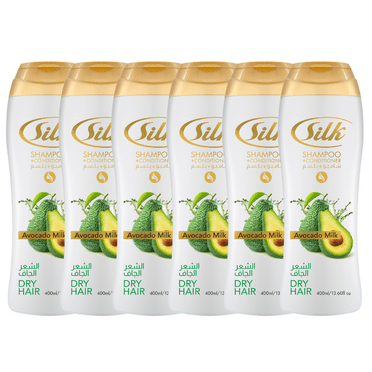 Silk Shampoo for Dry Hair with Avocado Milk: Deeply Moisturizing & Hydrating, Strengthens Weak Strands, Softens & Boosts Shine, Gentle Daily Care, 13.6 fl oz Each