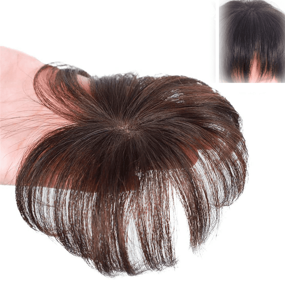 Silk Base Clip In Human Hair Toppers -Loss Thin Hair Top Replacement Straight 10cm Invisible Bangs Toupee ,Real Human Hair Toppers for Women with Bald Spot,Clip in Top Hairpieces Toupee,Dark Brown