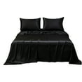 thumbnail image 1 of Silk Bed Sheet Pillowcase Set, Full Size, Soft Satin Microfiber, Breathable, Lustrous Finish, 3-Piece Bedding Set, Includes 1 Bed Sheet and 2 Pillowcases, 1 of 7