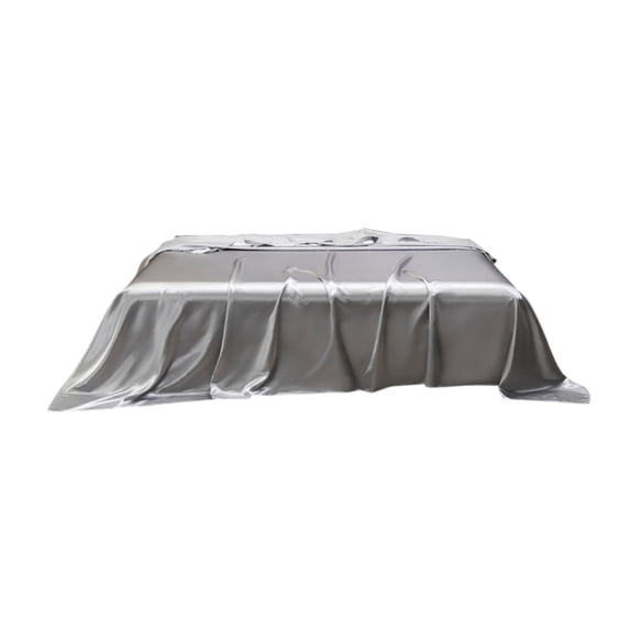 Silk Bed Sheet, Wuztai Luxurious Satin Bed Sheet, 81x88 Inch Flat Sheet Machine Washable Easy Care, Gray