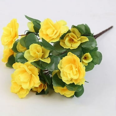 Silk Begonia Bush – Artificial Flowers Outdoor Décor – Yellow