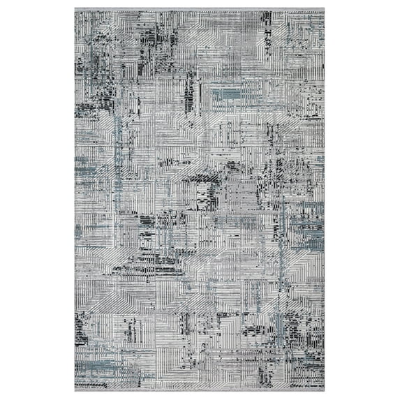 Silk Beige Striped Polypropylene Area Rugs for Living Room Jacquard Textured Modern Rugs Soft Geometric Rug for Bedroom Mid Century Washable Rug Non-Slip Bohemian Perfect for Dining Room Office