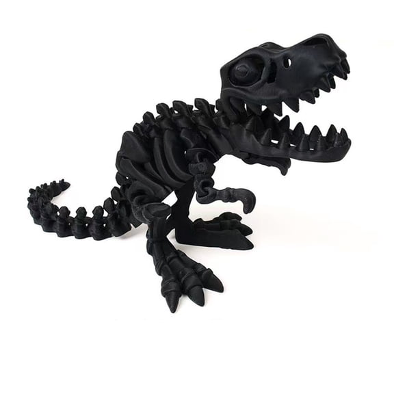 Silk Black 13cm 3D Printed T-Rex Dinosaur Skeleton Deformable Figurine