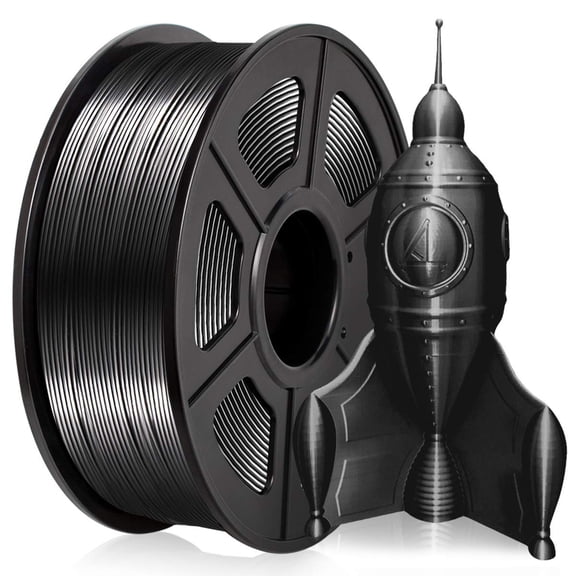 PLA Silk Black Filament 1.75mm 3D Printer Filament 2.2 LBS Spool 3D Printing