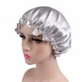 thumbnail image 1 of Silk Bonnet Adjustable Shower Cap Satin Bonnet for Sleeping Curly Hair Non-Slip Hair Bonnet for Sleeping Large Double-layer Silk Bonnet for Sleeping Women, 1 of 5