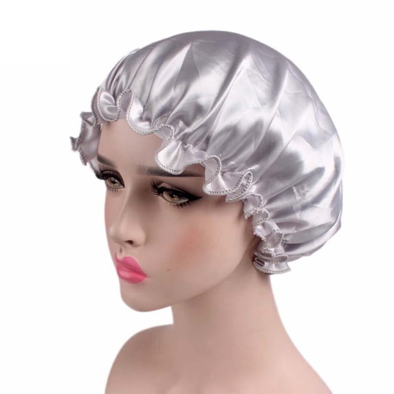 Silk Bonnet Adjustable Shower Cap Satin Bonnet for Sleeping Curly Hair Non-Slip Hair Bonnet for Sleeping Large Double-layer Silk Bonnet for Sleeping Women