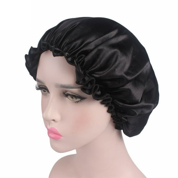 Silk Bonnet Adjustable Shower Cap Satin Bonnet for Sleeping Curly Hair Non-Slip Hair Bonnet for Sleeping Large Double-layer Silk Bonnet for Sleeping Women