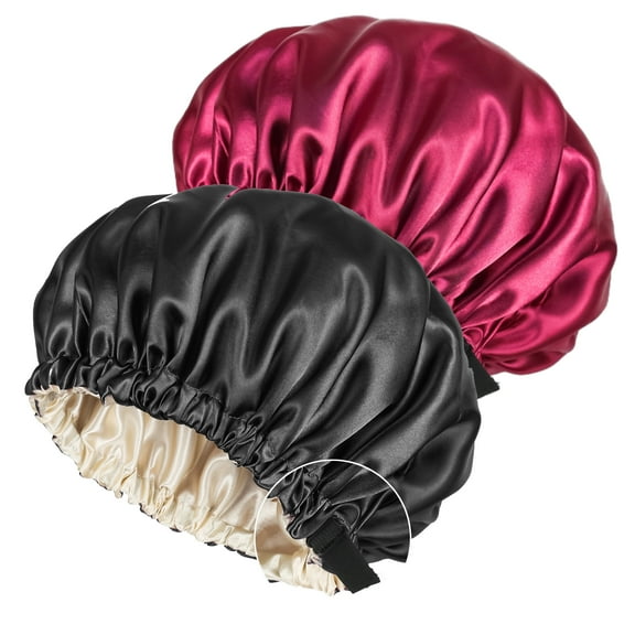 Silk Bonnet Satin Bonnet for Sleeping Women and Men 2Pcs Adjustable Double Layer Hair Bonnet for Curly Braids Hair Adjustable