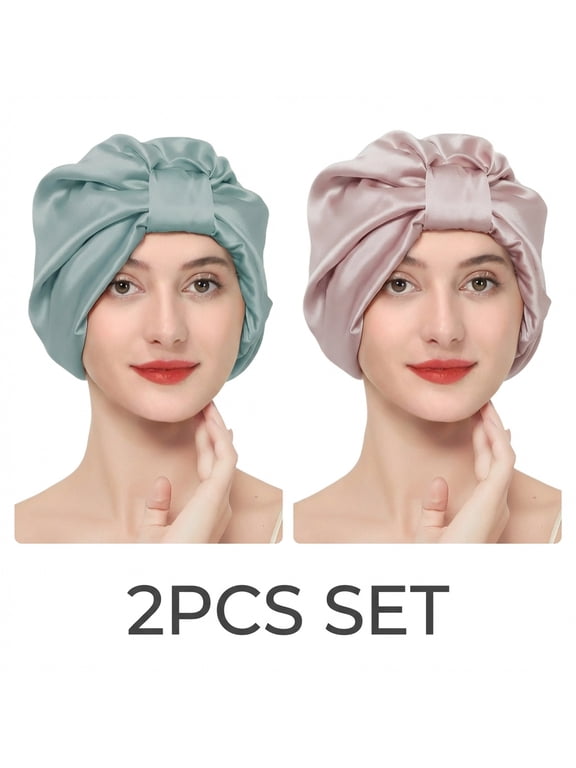 Silk Bonnet For Sleeping Women - French Style Hair Wrap Cap For Long Curly Hair, Square Buckle Design, Mulberry Silk Sleep Bonnet For Frizz Control And Hair Protection