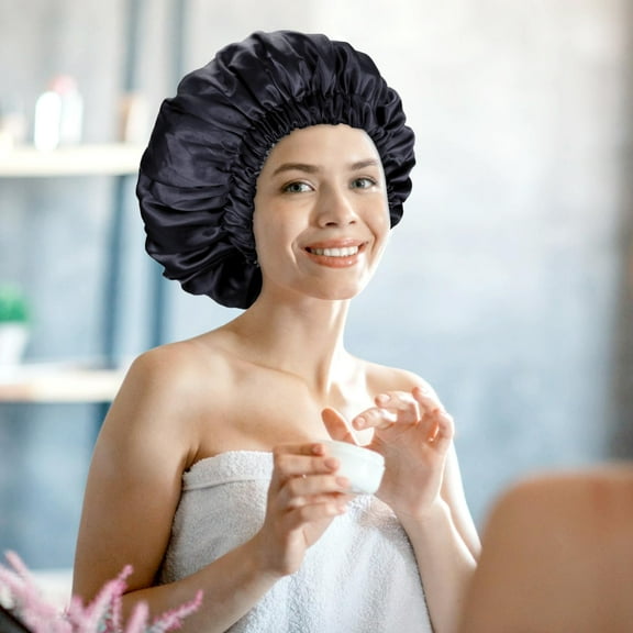 Silk Bonnet for Sleeping Women, Silk Bonnet, Satin Bonnet, Hair Bonnet for Sleeping Satin Bonnet for Hair Bonnets for Women Silk Bonnet for Natural Hair, Black