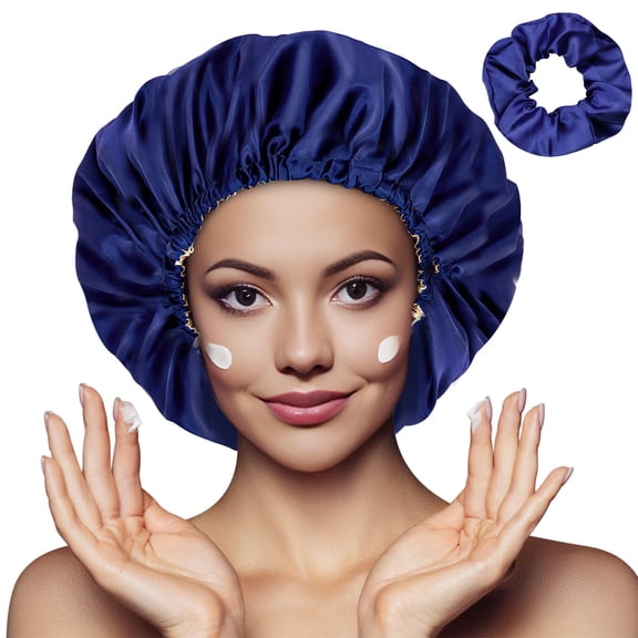 Silk Bonnet for Sleeping Women, Silk Bonnet, Satin Bonnet, Hair Bonnet for Sleeping Satin Bonnet for Hair Bonnets for Women Silk Bonnet for Natural Hair, Navy