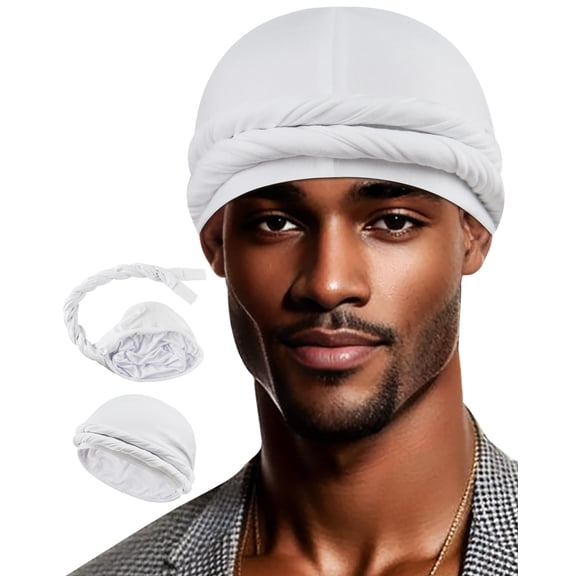 Silk Bonnet for Sleeping Women, Upgraded Satin Lined Halo, Sleeping Bonnet Headwraps for Hair Loss, Dual Use Day & Night Fitted Wrap & Hair Protection, White(23-24in)