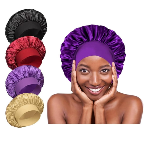 Silk Bonnet for Sleeping,Hair Wrap Satin Bonnets Shower Cap for Black Women Men, Elastic Wide Band Hair Bonnet Cap for Sleeping Curly Hair