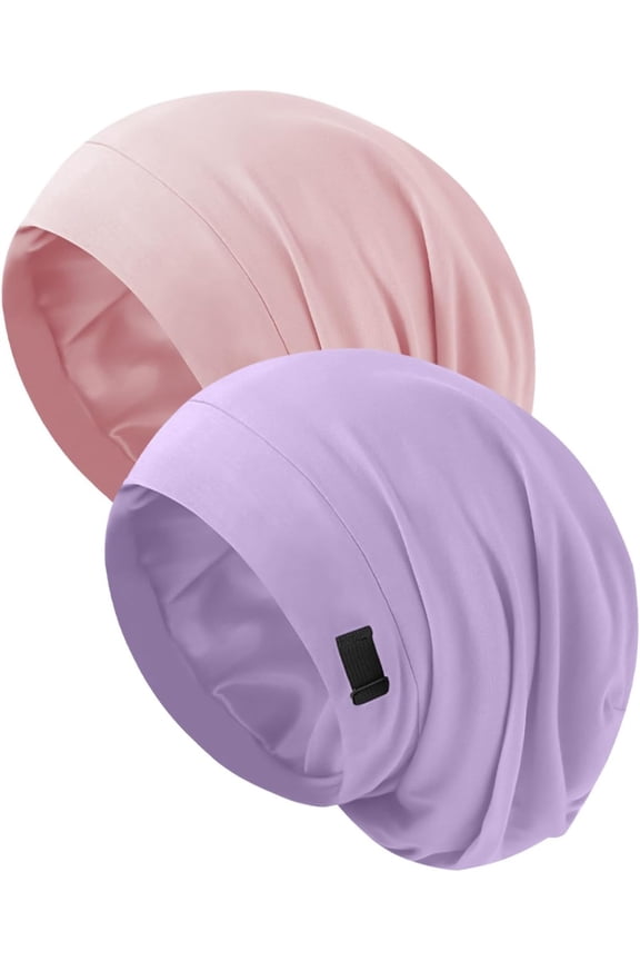 Silk Bonnet for Sleeping Women, Adjustable Silky Satin Lined Sleep Cap, Silk Hair Wrap Slouch Beanie Hat