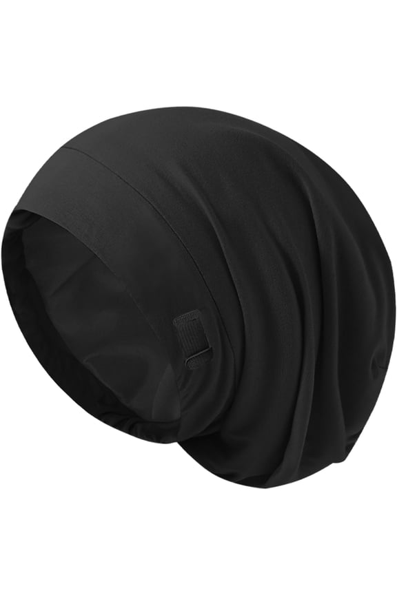 Silk Bonnet for Sleeping Women, Adjustable Silky Satin Lined Sleep Cap, Silk Hair Wrap Slouch Beanie Hat