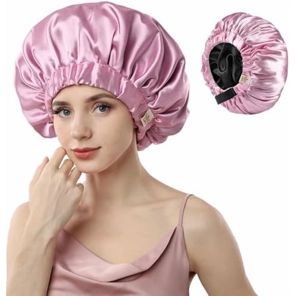 Silk Bonnet for Sleeping Women, Double Layer Satin, Ajustable Elasticity Band, Hair Satin Bonnet for Sleeping - Sleep Shower Caps (,  Size)