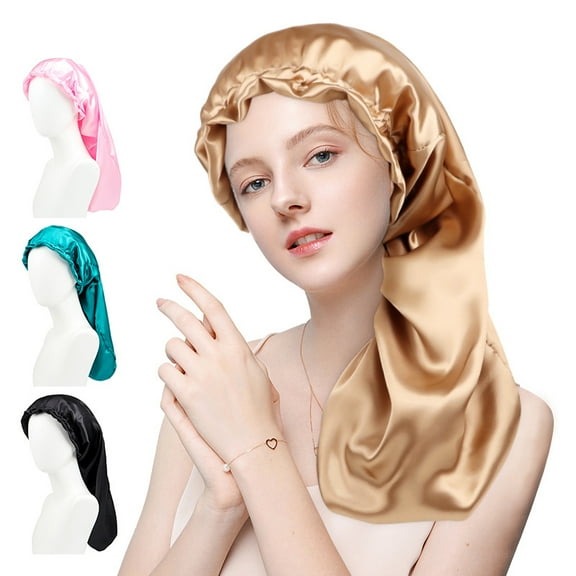 Silk Bonnet for Women Satin, Soft Elastic Band Silky Sleeping Cap Big Bonnets for Braids
