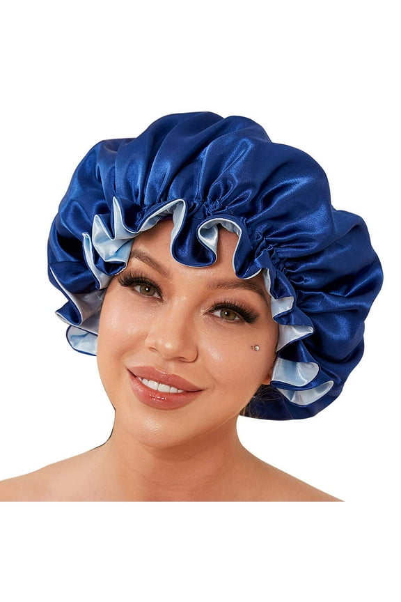 Silk Bonnets For Women,Double Layer Extra Large Satin Sleeping Cap With Elastic,Satin Bonnet For Curly Hair,Satin Cap For Natural Hair, Women Girl Sleeping Cap