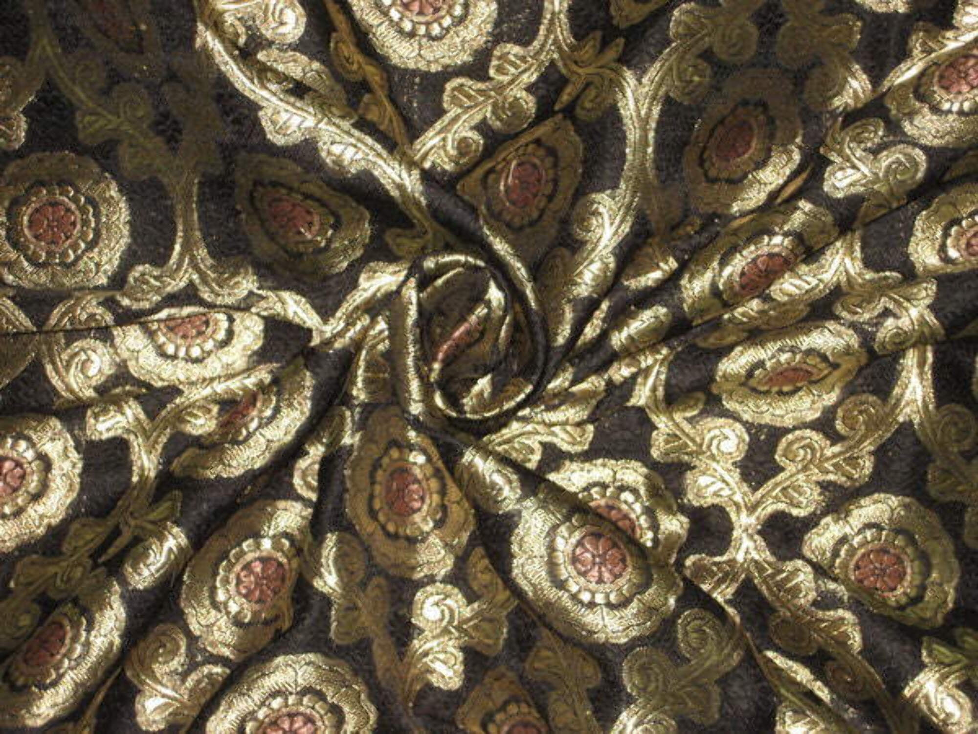 Black Gold Silk Brocade 487 Fabric