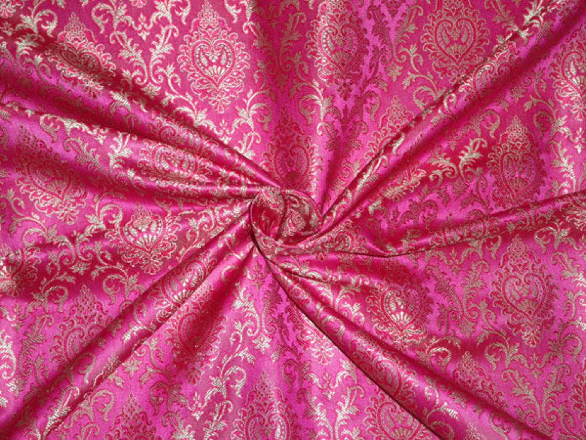 Pink Brocade Silk Brocade Fabric Pink, Gold x Pink Color 44