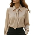 thumbnail image 1 of Silk Button Down Shirts,Long Sleeve Business Shirt Button Up Blouse Women Blouses For Women Dressy Casual Work Dressy Casual Tops Satin Silk Button Down Shirts For Women, 1 of 9