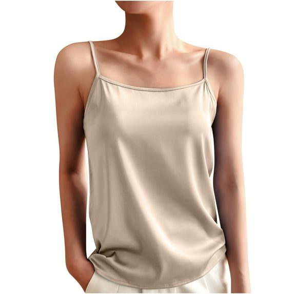 Silk Camisole Tops Sleeveless Casual Satin Tank Camis Blouse Square Neck Shirts Summer Tops for Women 2025