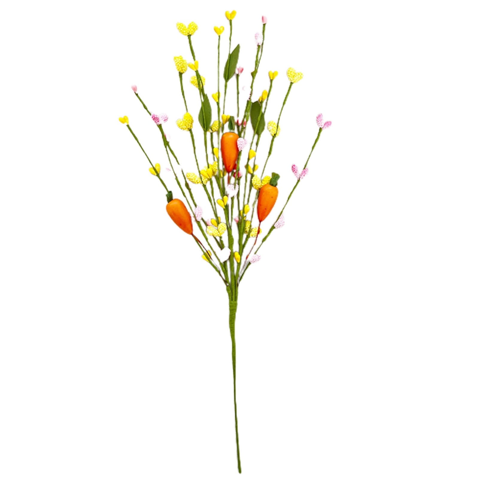 Silk Carnations Easter Eggs Flower Arrangement Spring Festival Decoration Carrot Branch Speckled