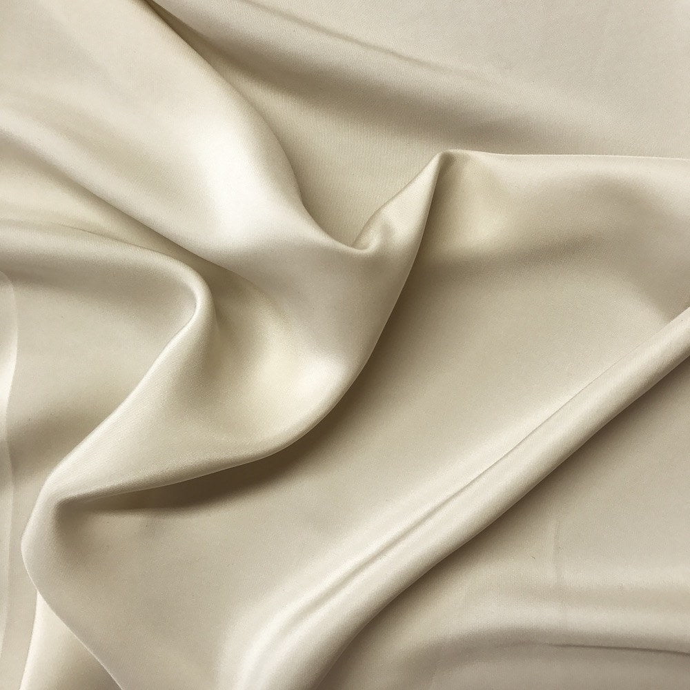 Silk Charmeuse Satin Fabric Soft Hypoallergenic Lightweight By The Yard For Sewing Shirts, Jackets, Pajamas, Bed Sheets, Tablecloths, & More - Champagne (5 Yards)