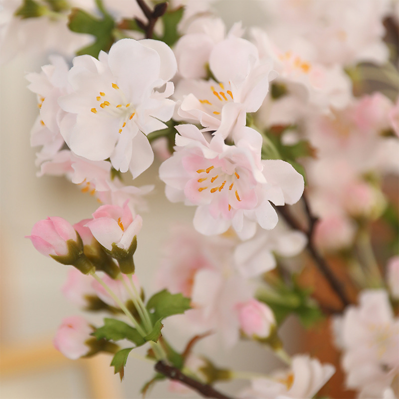 Silk Cherry Blossom Branches, 2PCS 19in Artificial Flowers Cherry Blossom Tree Stems, Long Stems Fake Flowers  Floral Arrangements for Home Table Wedding Japanese Decor