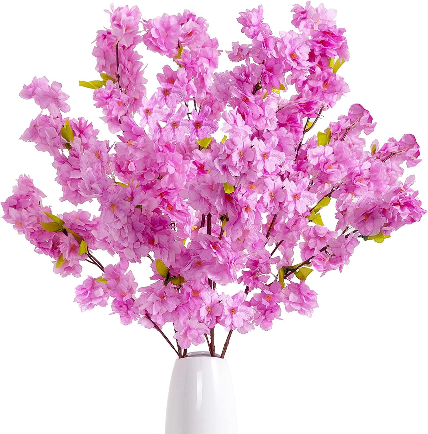 Silk Cherry Blossom Branches, 39.3in Artificial Cherry Blossom Tree Stems, Fake Plum Blossom Flowers Arrangement for Wedding Home Japanese Decor, Set of 3